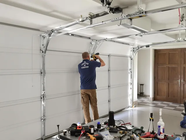 Newtown Garage Door Repair certified technician performing precision garage door repair in Newtown