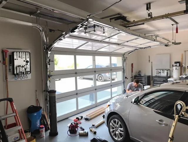 Garage door noise reduction service by Newtown Garage Door Repair in Newtown