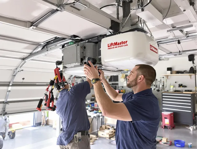 Newtown Garage Door Repair technician performing advanced diagnostics on garage opener in Newtown