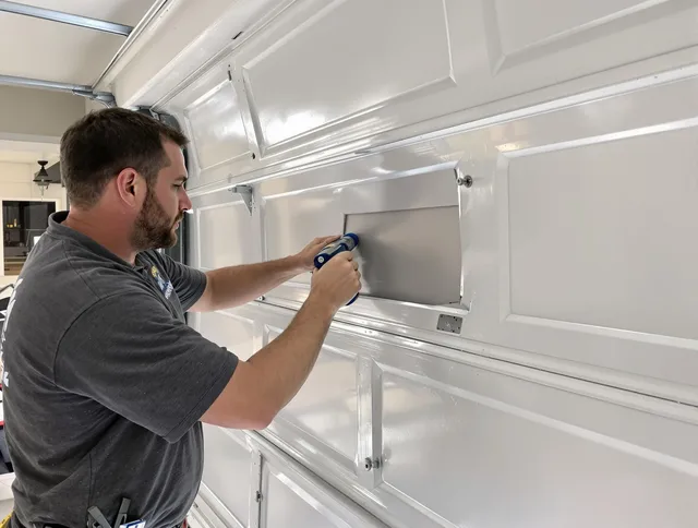 Garage door panel repair by Newtown Garage Door Repair in Newtown